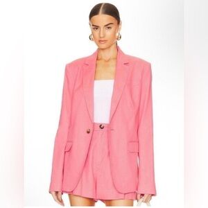 A.L.C. 'Donovan' Linen-Blend Blazer Jacket, Dark Grapefruit - Size 6